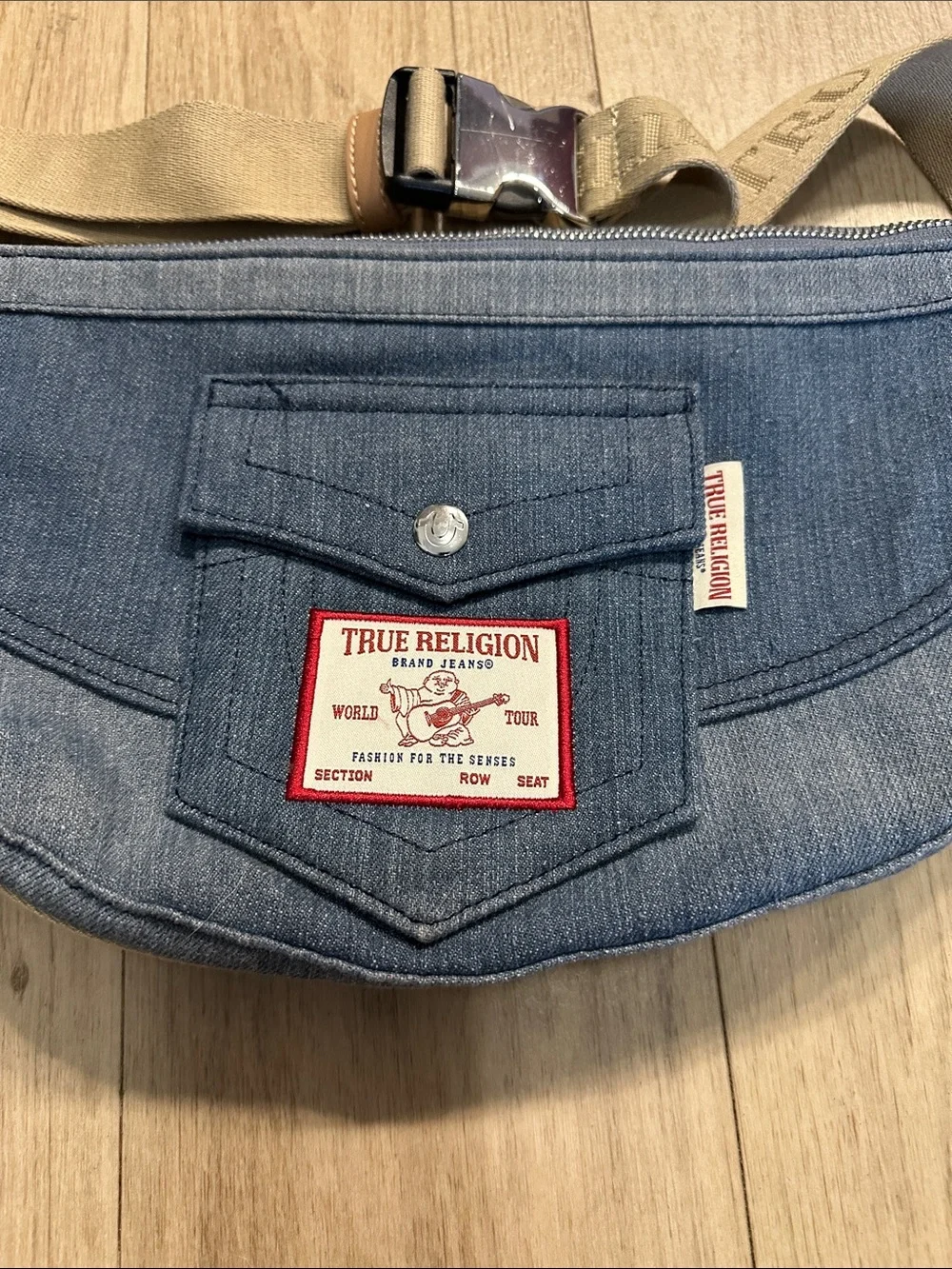 NWOT Y2K TRUE RELIGION Washed Denim Hobo Shoulder Bag